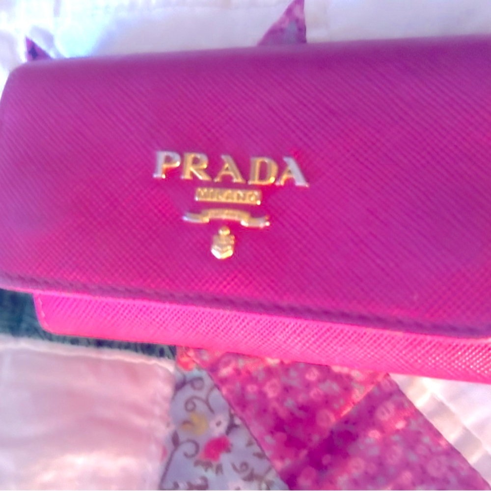 SALE Authentic Pink/ reddish PRADA key/ card holder
